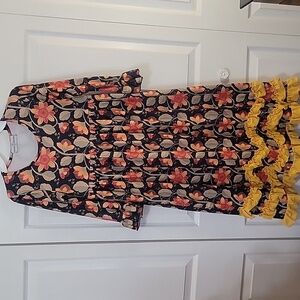 Navy Floral Ruffle Dress by Adorable Sweetness Size 10/12 EUC